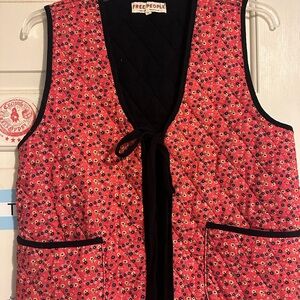 Free People Red Floral Quilted Vest